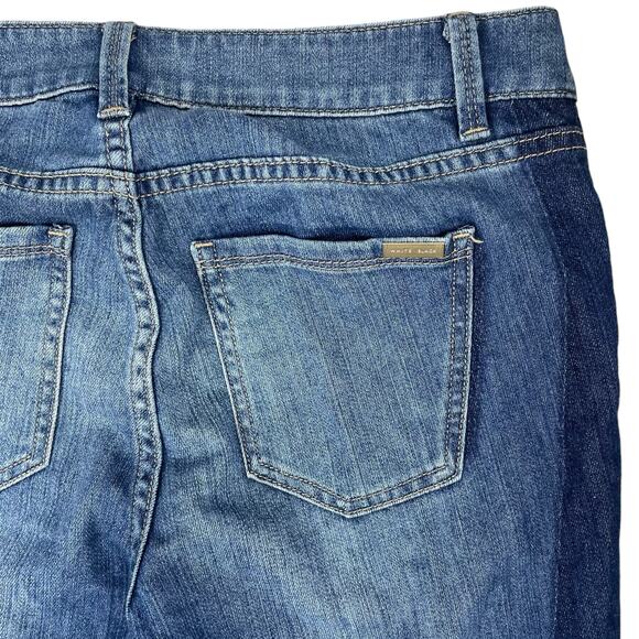 WHBM Tuxedo Mid Rise Straight Leg Crop Jeans Step Hem Med Wash Size 4 - Picture 8 of 12